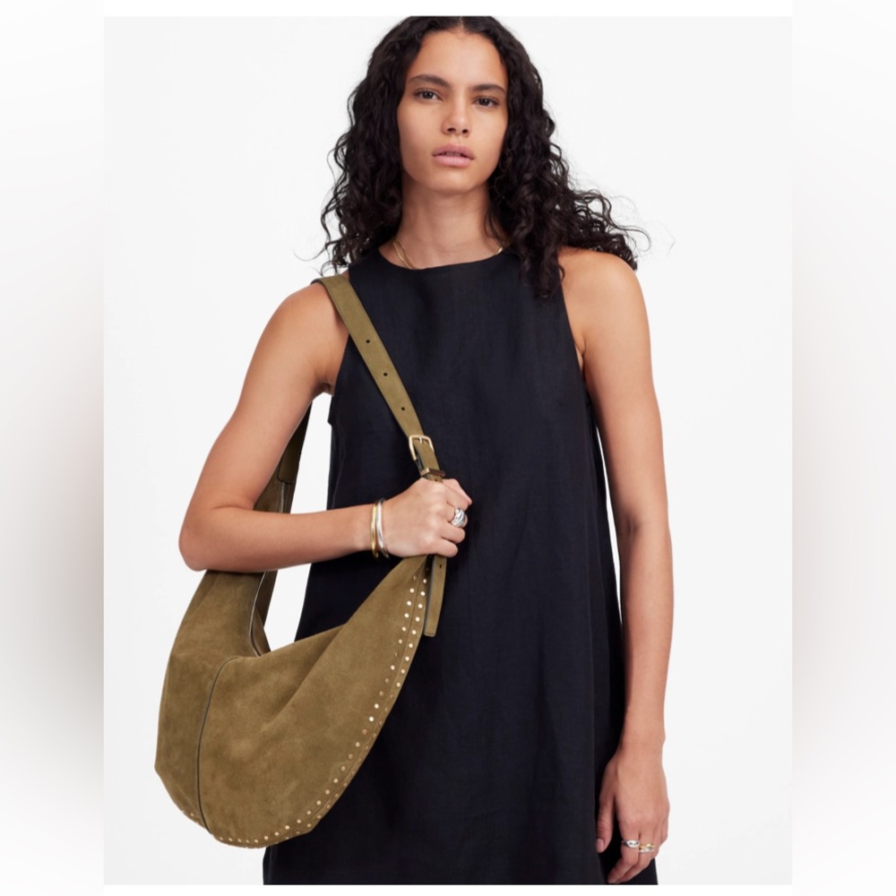 Madewell Essential Curve Suede Shoulder Bag in Aged Cognac NWT $5 quick ship